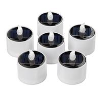 SingTok 6 Pack Warm White Outdoor Waterproof Solar Powered LED Tea Lights, Rechargeable Flameless Flickering Solar Tealight Battery Operated, Flicker LED Votive Candles for Garden Lanterns Decorations