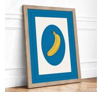 Singular Banana Framed Wall Art Print A4 Oak