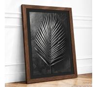 Singular Palm Study Botanical Framed Wall Art Print A1 Walnut