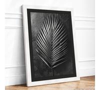 Singular Palm Study Botanical Framed Wall Art Print A4 White