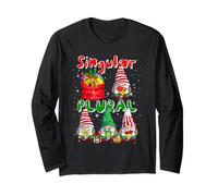 Singular Plural Christmas Group Gnomes Funny Grammar Teacher Long Sleeve T-Shirt