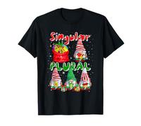 Singular Plural Christmas Group Gnomes Funny Grammar Teacher T-Shirt