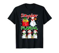 Singular Plural Xmas Group Snowmen Funny Grammar Teacher T-Shirt