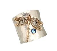 Singular-Point Blue Moonstone Ring Ladies Crystal Stone Ring Vintage Creative Dragonfly Specimen Ring Women Jewelry Birthday Gift