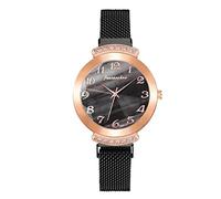 Singular-Point Business Quartz Watches for Adults, Women's Watch Elegant Diamond Watch Gradient Marble Dial Stainless Steel Mesh Strap Mechanical Quartz Watch Women's Business Watch