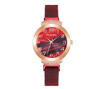 Singular-Point Business Quartz Watches for Adults, Women's Watch Elegant Diamond Watch Gradient Marble Dial Stainless Steel Mesh Strap Mechanical Quartz Watch Women's Business Watch