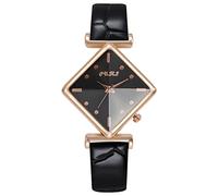 Singular-Point Business Watches-Ladies Prismatic Watch, Luminous Hands Waterproof Watch Leather Wristband Ladies Analog Quartz Watch Elegant Shiny Business Watch for Ladies Girls