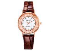 Singular-Point Business Watches-OUKJ Women's Watch Simple Business Quartz Watch Round Dial Leather Strap Life Waterproof Ladies Clothing Matching Watch,Brown