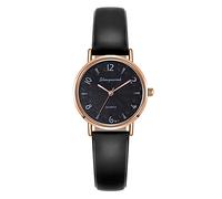 Singular-Point Business Watches-Women's Watch Life Waterproof Quartz Watch Fashion Simple Round Dial Leather Strap Business Temperament Ladies Watch Decorations,Black