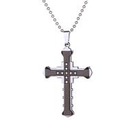 Singular-Point Cross Necklace For Women Men Diamond Crucifix Necklace Cross Pendant Necklace Trendy Alloy Cross Necklace Gifts For Men Women (Black)