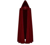 Singular-Point Halloween Men's Hooded Cloak Halloween Gothic Devil Wizard Death Cloak Robe Retro Medieval Cosplay Hooded Cloak, Red, 5XL