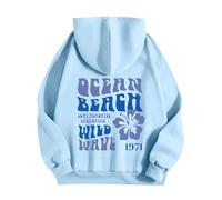 Singular-Point Hoodie Preppy Cute Sweaters For Teens Teen Sweatshirt Pink Plam Puff Retro Long Sleeve Drawstring Sweatshirts Cute Hoodies For Women Jackets Y2k Teen, Sky Blue, XXL