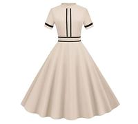 Singular-Point Ladies Dresses Size 18-20 Maxi Dresses Athletic Dress with Built in Shorts Retro Dresses for Women UK 1940 Goth Dress Red Polka Dot Dress 50S 70S Dress Up Woman Black,Beige,L