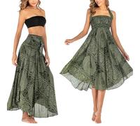 Singular-Point Long Boho Skirt for Women - 2-in-1 Convertible Skirt and Dress, Flowy Bohemian Design, Ideal for Festivals, Beach Holidays, and Everyday Wear