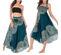 Singular-Point Long Boho Skirt for Women - 2-in-1 Convertible Skirt and Dress, Flowy Bohemian Design, Ideal for Festivals, Beach Holidays, and Everyday Wear