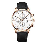 Singular-Point Luxury Quartz Watches, Men's Business Watch Analog Quartz Watch Fashion Simple Three Eyes Dial Stainless Steel Case Leather Strap Date Display Life Waterproof