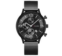 Singular-Point Men's Watch Luxury Stainless Steel Watch with Three Eyes Small Dial Quartz Watch Mesh Belt Analogue Watch Watch