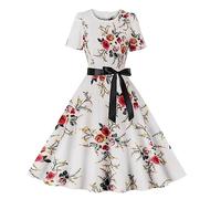 Singular-Point Polka Dot Dress for Women Rockabilly Dresses for Women UK 90S Dress Up Accessories Gold Dress Cute Dress Vintage Dresses for Women UK 1960 Long Dress Covers Garment Bags,White2,S