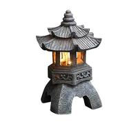 Singular-Point Solar Lights Zen Stone Pagoda Buddha Decorative Ornaments for Garden and Balcony/Courtyard (26x15.5x14 CM)
