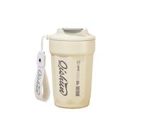 Singular-Point Stainless Steel Insulated Travel Coffee Mug, Portable, with Lifting Rope, Car Mounted Direct Drinking Cup (E)