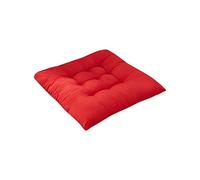 Singular-Point Thickened Soft Chair Cushion Solid Color Sanded Chair Cushion With Straps Cotton Upholstery Soft Padded Cushion Pad Office Home Or Car (Red, Square)