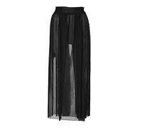 Singular-Point Women's Skirt Solid Color High Waist Elastic Elastic Waist Mesh Skirt Fashion Women's Bohemian Chiffon Skirt Sexy High Slit Maxi Skirt Beach Skirt Black