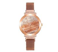 Singular-Point Women's Watch, Diamond Watch Gradient Marble Dial Stainless Steel Mesh Strap Mechanical Quartz Watch Women's Business Watch