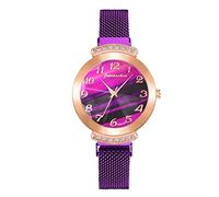 Singular-Point Women's Watch, Diamond Watch Gradient Marble Dial Stainless Steel Mesh Strap Mechanical Quartz Watch Women's Business Watch