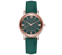 Singular-Point Women's Watch Round Diamond Dial, Luxury Ladies Belt Watch Analog Roman Numeral Quartz Watch Women's Vintage Business Watch