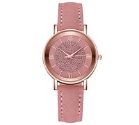Singular-Point Women's Watch Round Diamond Dial, Luxury Ladies Belt Watch Analog Roman Numeral Quartz Watch Women's Vintage Business Watch