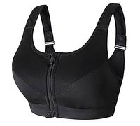 Singular-Point Women's Zip Front Closure Sports Bras Shock Absorber Wirefree Zipper Padded Racerback Workout Tank Push Up Padded Yoga Bras Black1, L