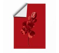 Singular Red Bloom Botanical Unframed Wall Art Print A4 (29.7×21cm), Wall Decor for Living Room, Bedroom, Office & Home, Art Gift