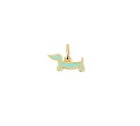 SINGULARU - Mini Perro Dachshund Enamel Charms Brass Pendants with 18K Gold Plated Finish Yellow or Blue Enamel Design Jewellery for Women, Talla única, Brass, No Gemstone