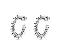 SINGULARU - Pebbles Sun Earrings - Brass Earrings with 18Kt Gold or Rhodium Plated Finish - Hoop Earrings with Snap Back Closure - Women's Jewellery, one size, Silver, No Gemstone