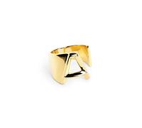 SINGULARU - Personalized Letter Signet Ring - Adjustable Solid Ring - Brass with 18 Kt Gold Plated Finish - One Size - Women's Jewelry - Made in Spain, Ajustable, Brass, Not applicable