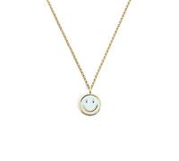 SINGULARU - Smiley Necklace - Brass Pendant Necklace with 18K Gold or Rhodium-Plating Enamel Finish - One Size Necklace with Extension - Women's Jewellery, One Size, Brass, no gem