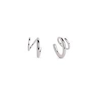 SINGULARU - Spiral earrings - Sterling silver earring finished in 18k gold or rhodium-plating - Earrings without clasp - Women's jewellery - Various finishes, Eén maat, Silver, No Gemstone