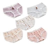 SINGUYUN Women's Panties Breathable Cotton Brief Japanese Anime Cosplay Print Underwear Mid Waist Briefs Cute 5-Pack, Ly029, M