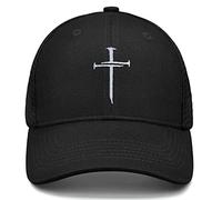 singwe Christian Hats Nail Cross Jesus Hat Black Embroidered Baseball Cap, Black, One Size