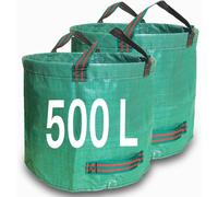 Singwow 2 x 500L Heavy-Duty Garden Bags with 4 Handles - Reusable PP Woven Sacks for Leaves & Garden Waste - Durable Open-Top