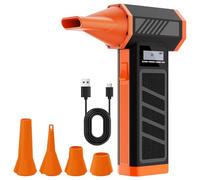 Singwow Electric Air Duster- Super Power Cordless Air Duster, 4-Gear Adjustable Mini Blower with LED Light, Dust Blower for Computer, Keyboard, House, Outdoor and Car (Black+Orange)