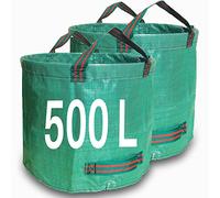 Singwow Garden Waste Bags 500L x 2 Heavy Duty Bin Bags, Reusable Garden Sacks with Handles, Ideal for Collecting Yard Waste, Plant waste grass and Leaves (500L)