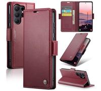 SINIANL Compatible with Samsung Galaxy S26 Ultra Wallet Case with Card Holder, Women Men Flip Cover with RFID Blocking Magnetic Clasp Kickstand Leather Book Folio Case for Galaxy S26 Ultra Red