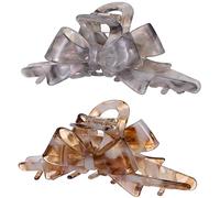 SINIDE Acetate Tortoise Shell Hair Claw Clips, Large Cellulose Celluloid Bowknot Claw Clip for Women Banana Barrettes Clips Non-slip Jaw Clamps Fashion Accessories for Long Thick Thin Hair (2 Pack)