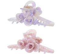 SINIDE Acetate Tortoise Shell Hair Claw Clips, Large Cellulose Celluloid Flower Claw Clip for Women Banana Barrettes Clips Non-slip Jaw Clamps Fashion Accessories for Long Thick Thin Hair (2 Pack)