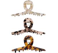 SINIDE Cellulose Acetate Hair Claw Clips for Women, Large Tortoiseshell Hair Clips No Slip Big Hair Jaw French Design Hair Barrettes Grip Leopard Print Clamps Hair Accessories for Ladies (3 Pack)