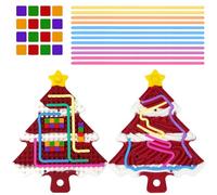 Sinirttou Sensory Activity Board, Silicone Fidget Toys, Christmas Tree Shape Pad Toy, Calm Down Stress Relieving Sensory Board With 12 Colored Strings and 52 Silicone Gel Beads(Red)