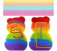 Sinirttou Sensory Activity Board, Silicone Fidget Toys, Push And Peel Waves, Silicone Calm Down Stress Relieving Sensory Board With 11 Colored Strings(Colourful Bear)