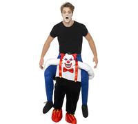 Sinister Clown Piggy Back Ride On Halloween Adults Mens Fancy Dress Costume