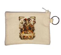 Sinister Jester Surrounded by Chaos Elements Key Chain Coin Purse Beige